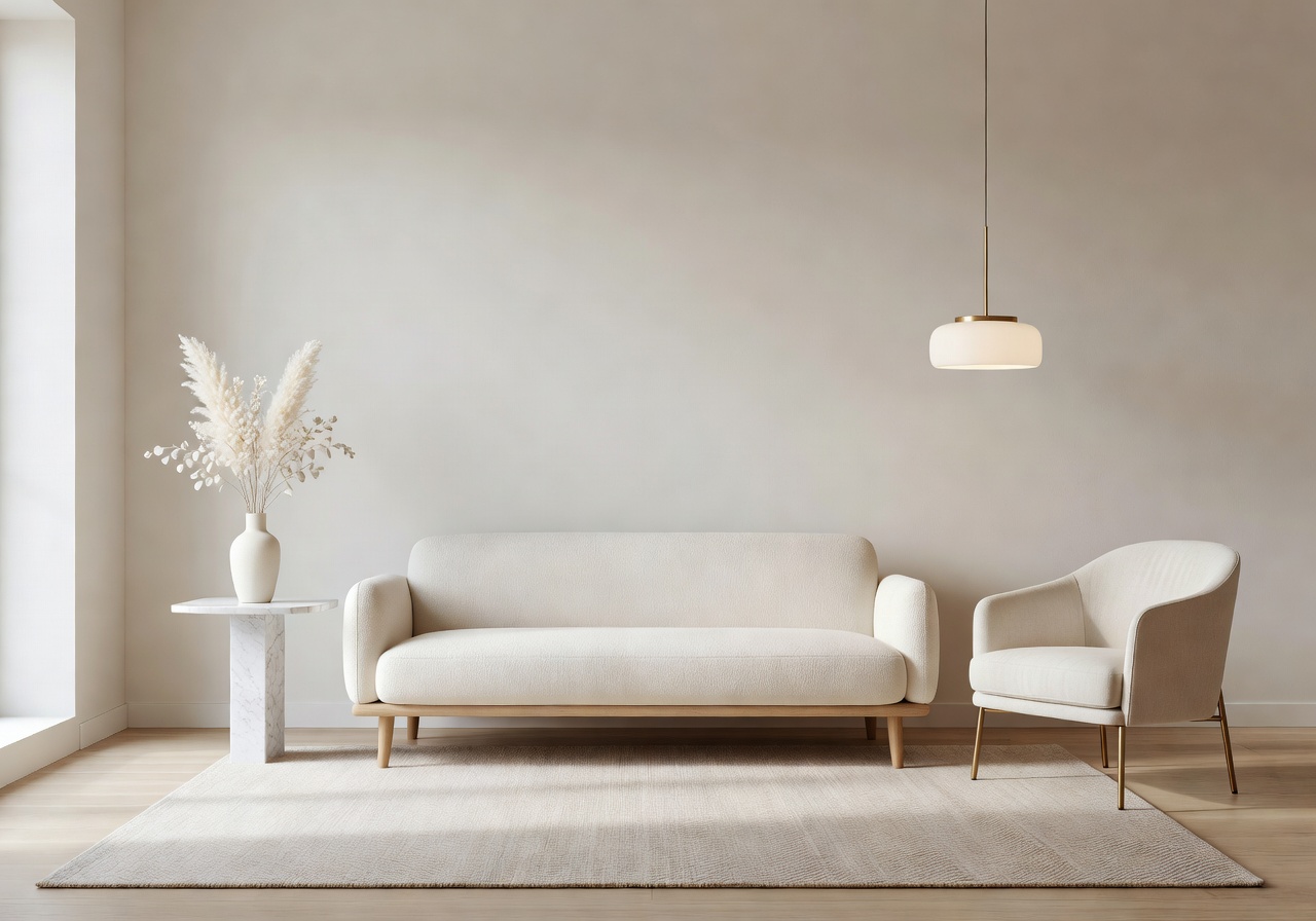 Elegant room setup with warm white aesthetics