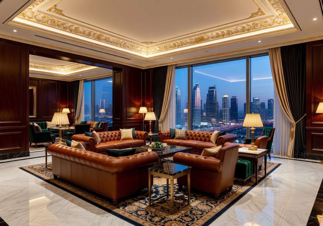 Luxurious grand suite with expansive lounge area